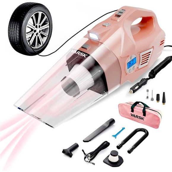VARSK 4-in-1 Car Vacuum Cleaner /Portable Tire Inflator PINK 🌸 - Picture 2 of 14